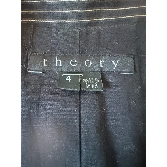 Women 4 Theory Boothe Two-Button Black Pinstripe Blazer Suit Jacket Classic - Picture 5 of 6